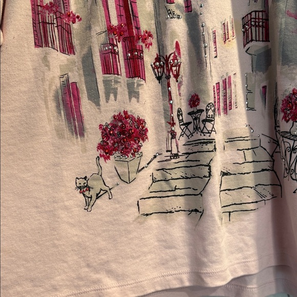 NWOT Karen Scott Pink Paris Cityscape 3/4 Sleeve Top Size 3x - Picture 4 of 6